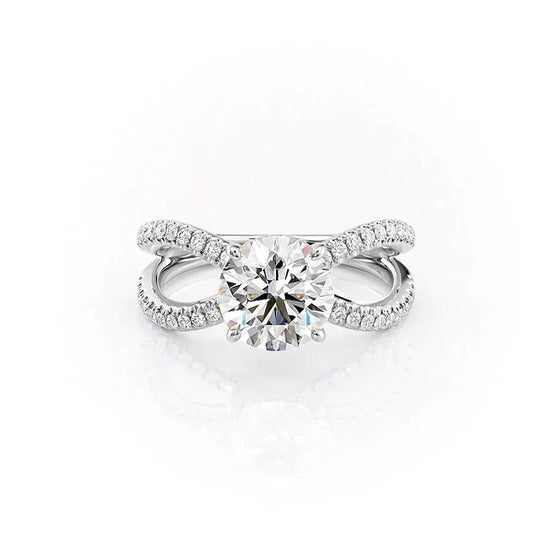 Split Shank Moissanite Diamond Round Cut Unique Ring