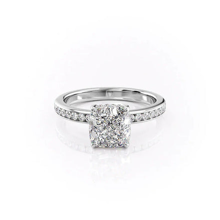 Channel Set Moissanite Cushion Cut Diamond Ring