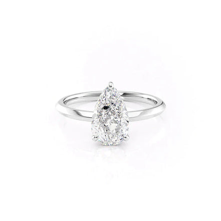 Hidden Halo Moissanite Pear Cut Engagement Ring