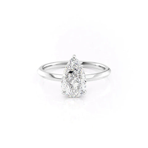 Hidden Halo Moissanite Pear Cut Engagement Ring