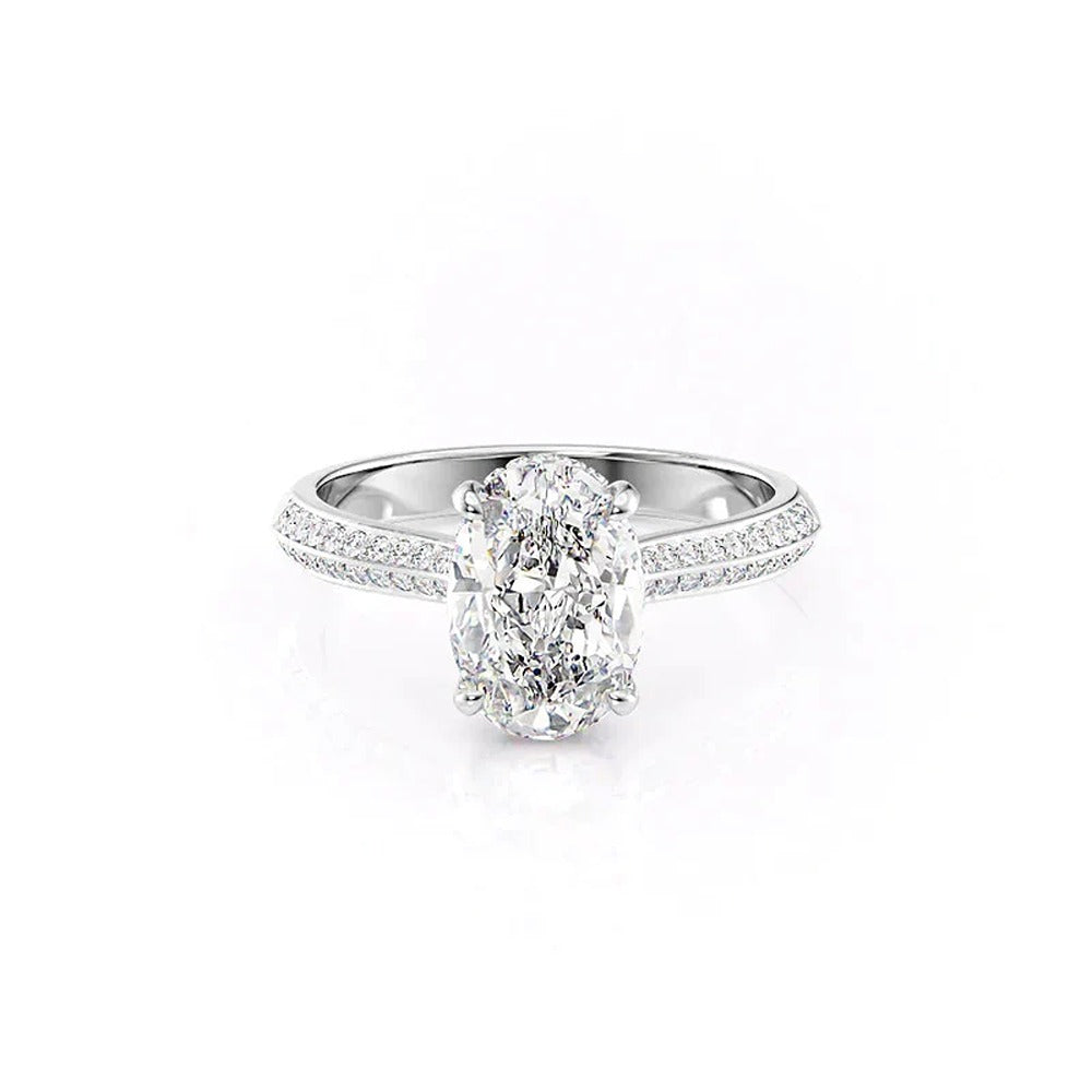 Knife Shank Oval Moissnaite Engagement Ring