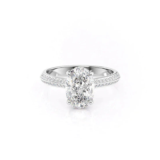 Knife Shank Oval Moissnaite Engagement Ring