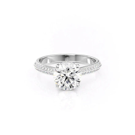 Knife Shank Round Cut Moissanite Engagement Ring