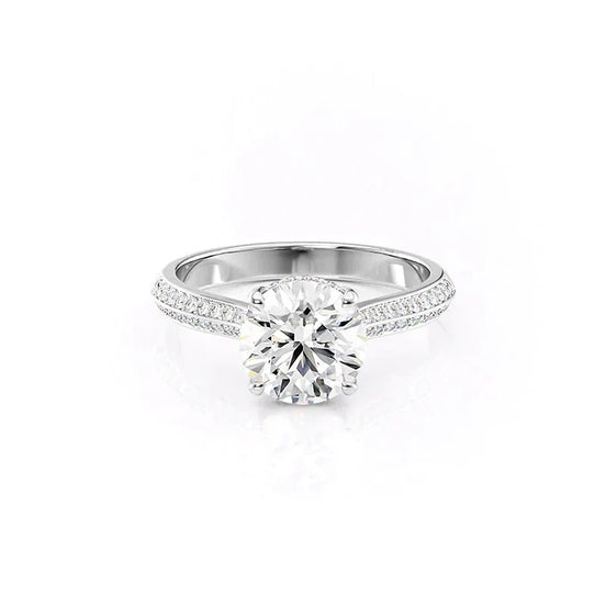 Knife Shank Round Cut Moissanite Engagement Ring