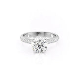 Knife Shank Round Cut Moissanite Engagement Ring