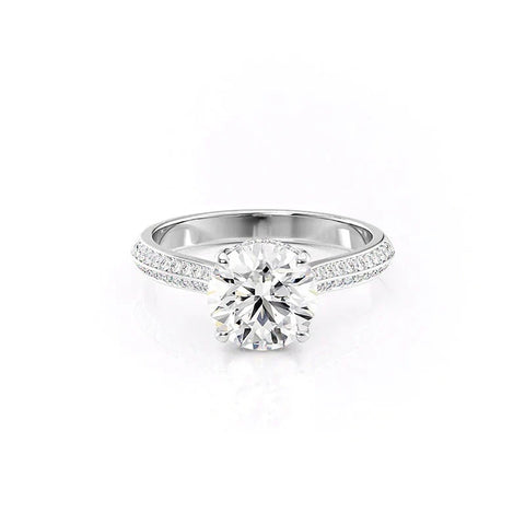 Knife Shank Round Cut Moissanite Engagement Ring