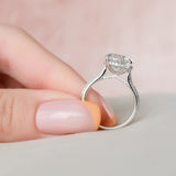 Knife Shank Round Cut Moissanite Engagement Ring