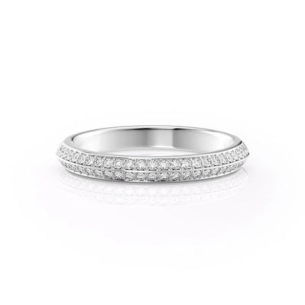 Pave-Set Round Cut Moissnaite Knife Edge Wedding Band for Women