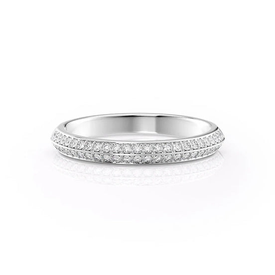Pave-Set Round Cut Moissnaite Knife Edge Wedding Band for Women
