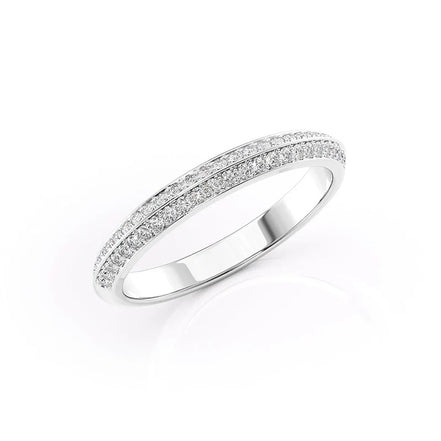 Pave-Set Round Cut Moissnaite Knife Edge Wedding Band for Women