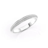 Pave-Set Round Cut Moissnaite Knife Edge Wedding Band for Women