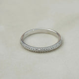 Pave-Set Round Cut Moissnaite Knife Edge Wedding Band for Women