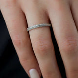 Pave-Set Round Cut Moissnaite Knife Edge Wedding Band for Women