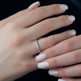 Pave-Set Round Cut Moissnaite Knife Edge Wedding Band for Women