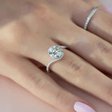 Moissanite Round Cut Pave Set Engagement Ring