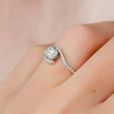 Moissanite Round Cut Pave Set Engagement Ring