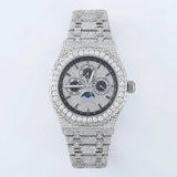 Iced Out Fully Moissanite Hip Hop Bust Down Wrist Watch