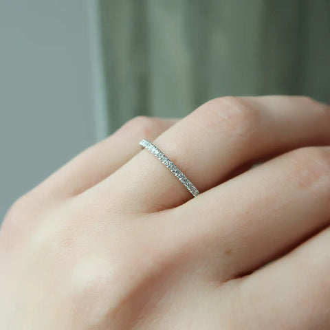 Lab Created Moissanite Round Cut Half Eternity Band