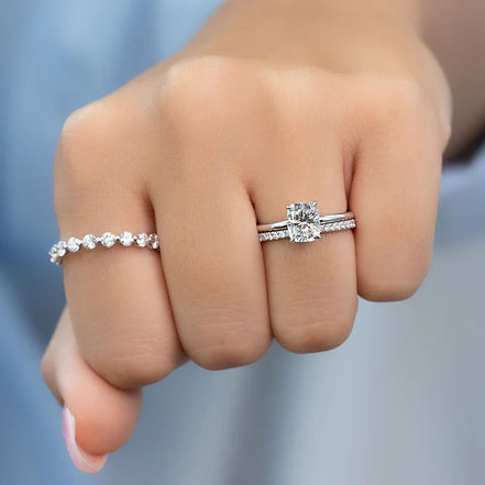 Moissanite Round Cut Half Eternity Band