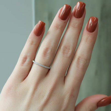 Moissanite Round Cut Half Eternity Band