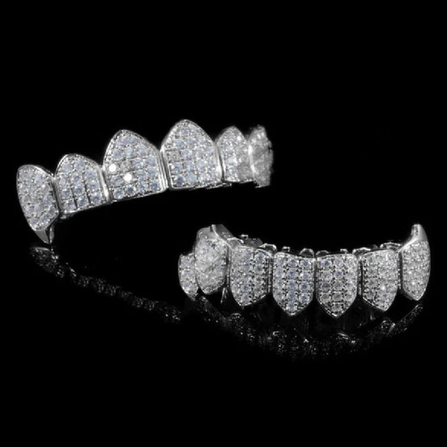 Lab Created Moissanite 925 Sterling Silver Grillz