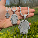 925 Sterling Silver Hamsa Hand Moissanite Pendant