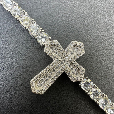Moissanite Cross Iced Out Tennis Bracelet
