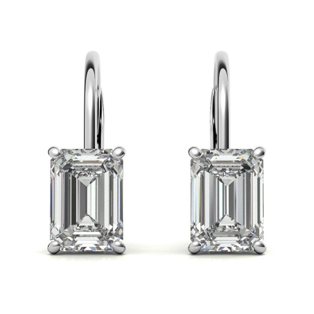 Moissanite Emerald Cut Dainty Wear Hoop Earrings