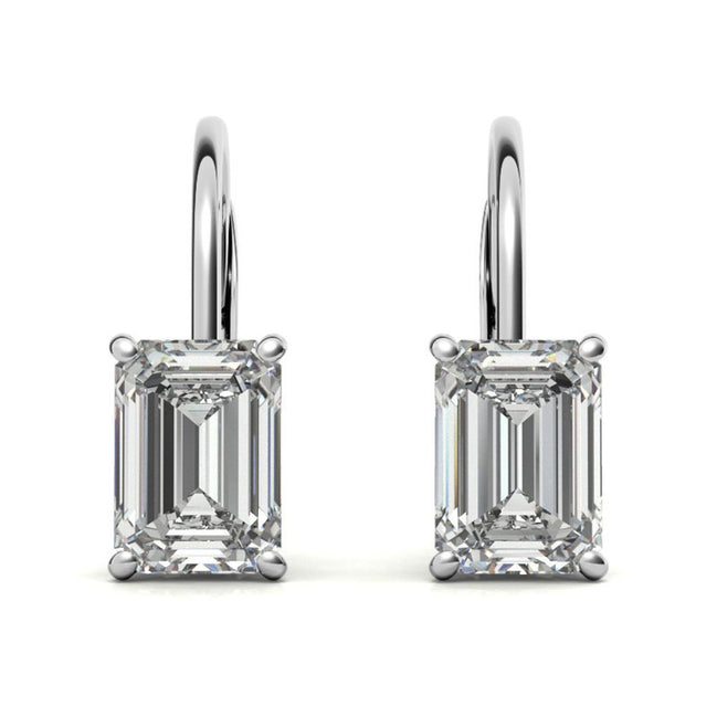 Moissanite Emerald Cut Dainty Wear Hoop Earrings