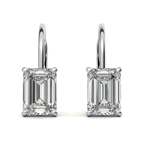 Moissanite Emerald Cut Dainty Wear Hoop Earrings