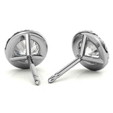 Three Prong Set Moissanite Round Cut Halo Earrings in White Gold