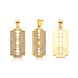Hip Hop Razor Blade Moissanite Pendants Necklaces