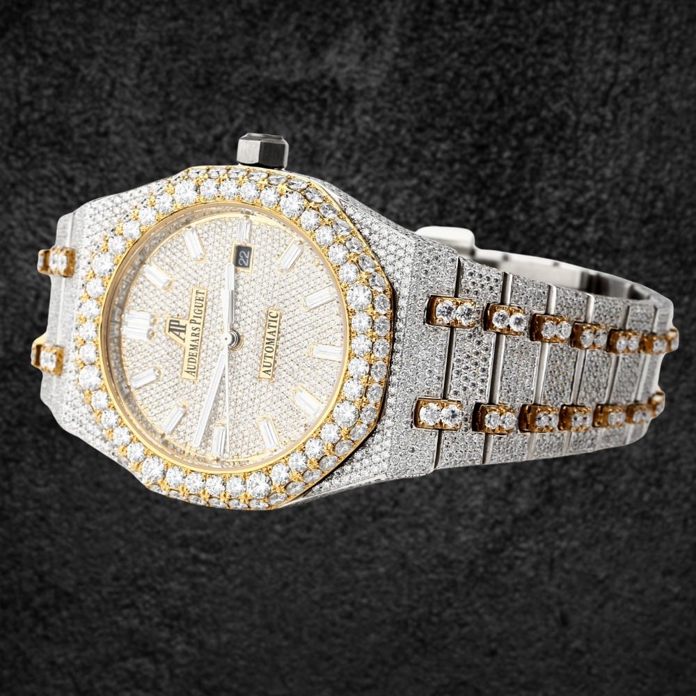 Luxury Dual Tone Moissanite Diamond Wrist Watch