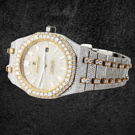 Luxury Dual Tone Moissanite Diamond Wrist Watch