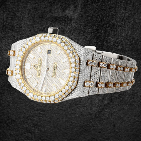 Luxury Dual Tone Moissanite Diamond Wrist Watch