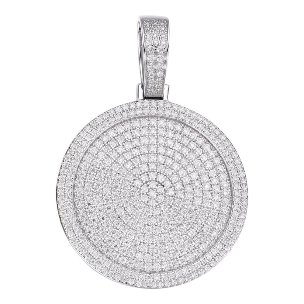 Round Shape 925 Sterling Silver Moissanite Bling Pendant