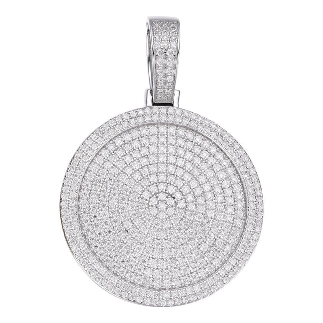 Round Shape 925 Sterling Silver Moissanite Bling Pendant