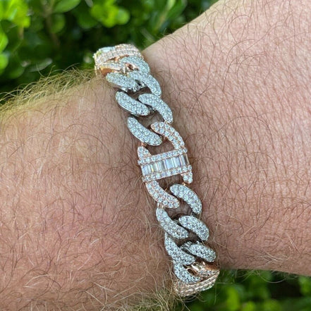 Dual Tone Moissanite Diamond Unisex Hip Hop Bracelet
