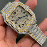 Bust Down Stainless Steel Dual Tone Moissanite Watch
