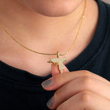 925 Sterling Silver Machine Gun Hip Hop Chain Necklace