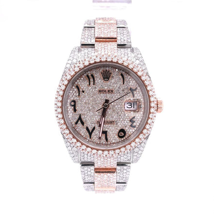 Arabic Dual Rose And White Tone Moissanite Luxury Watch
