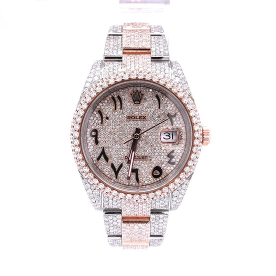 Arabic Dual Rose And White Tone Moissanite Luxury Watch