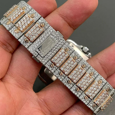 Luxury Custom Dual Tone Moissanite Iced Out Watch