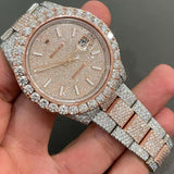 White Stick Dial Moissanite Dual Tone Hip Hop Watches