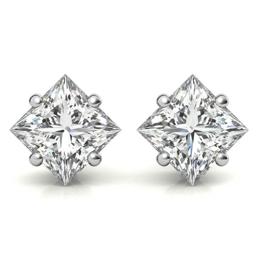 Fine Jewelry Princess Cut Moissanite Stud Earrings