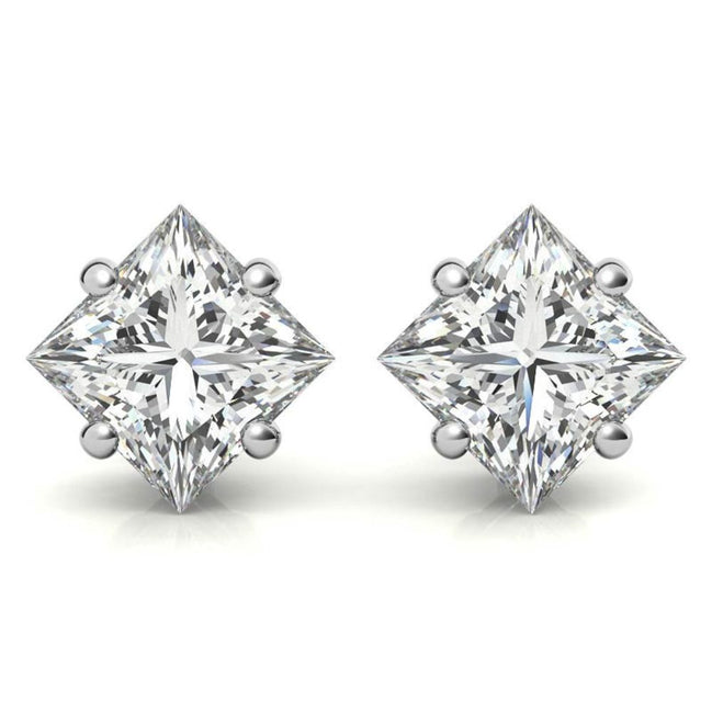 Fine Jewelry Princess Cut Moissanite Stud Earrings