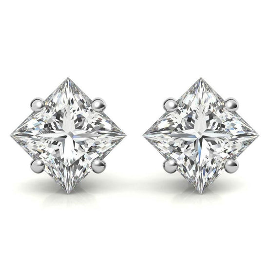 Fine Jewelry Princess Cut Moissanite Stud Earrings