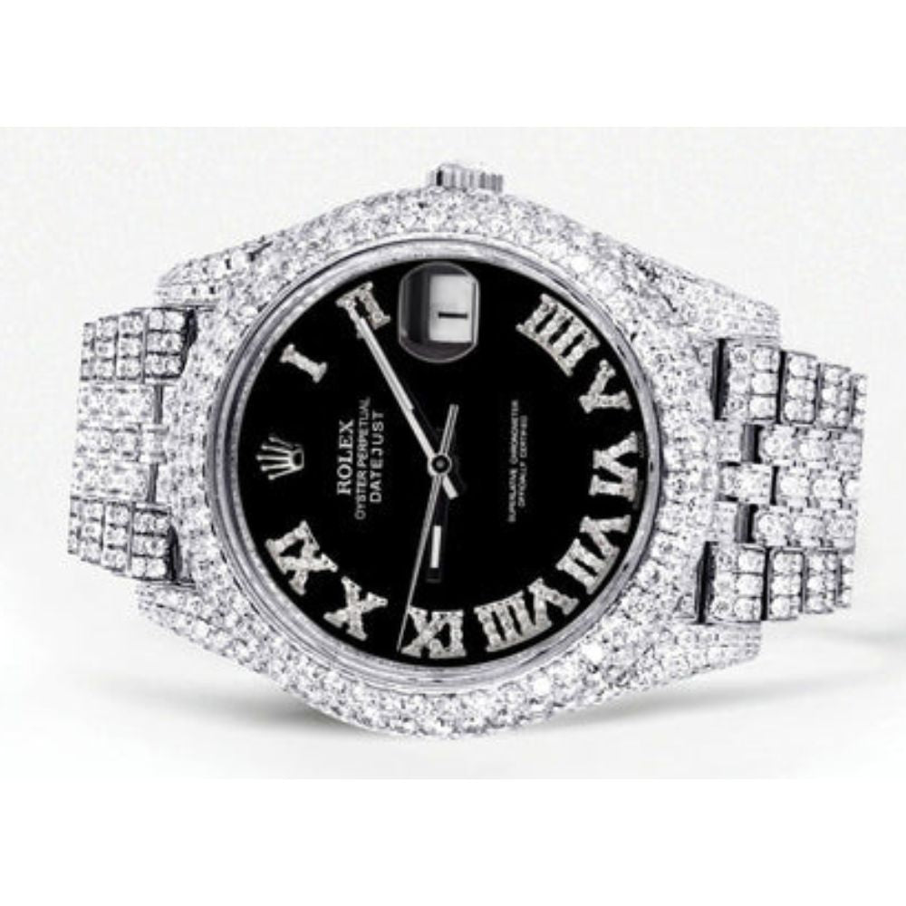 Black Roman Numeric Moissnaite Luxury Hip Hop Watch