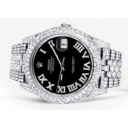 Black Roman Numeric Moissnaite Luxury Hip Hop Watch