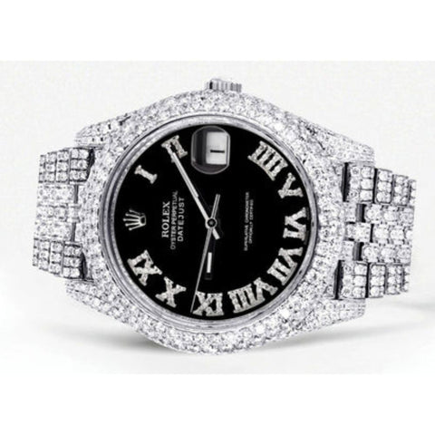 Black Roman Numeric Moissnaite Luxury Hip Hop Watch